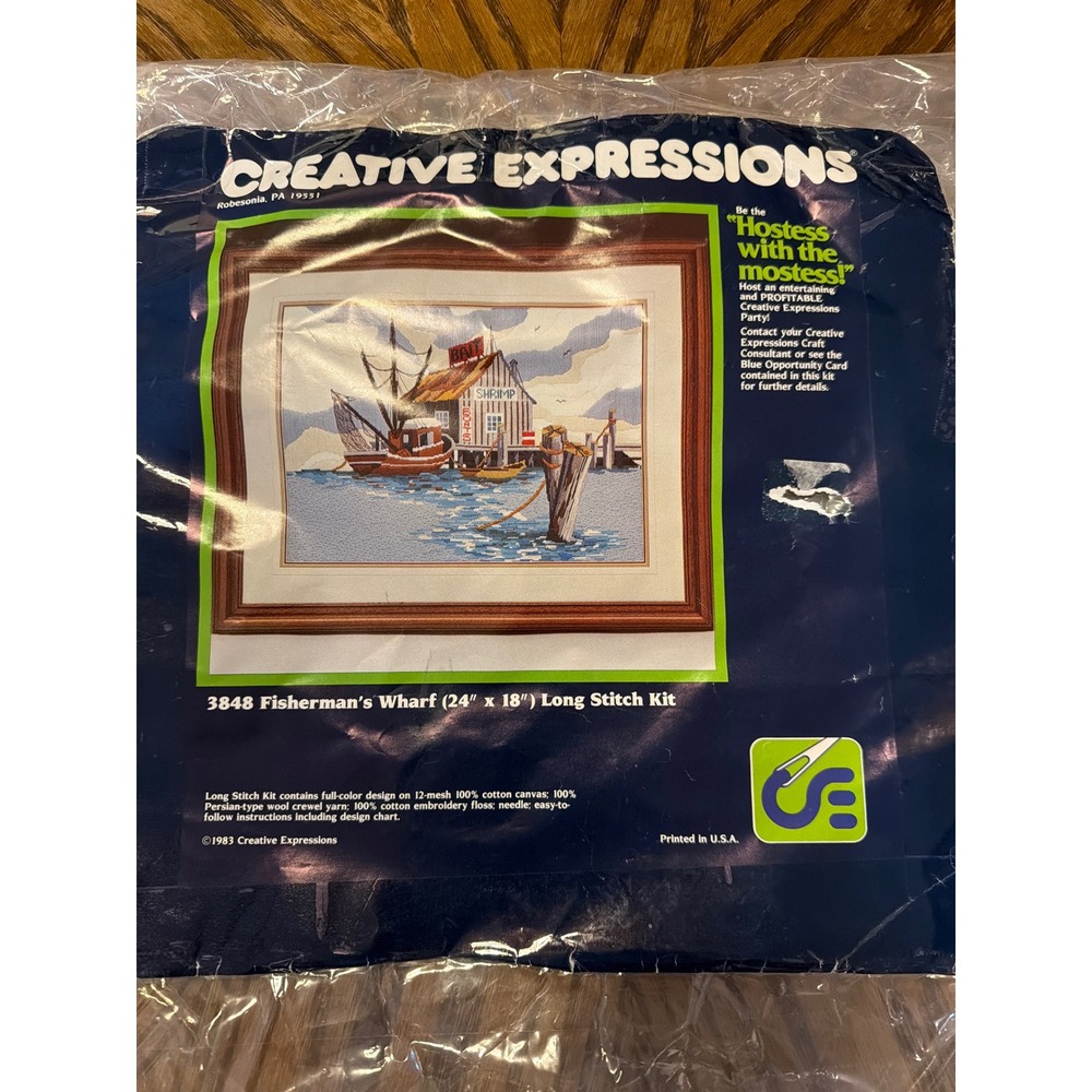 Vintage 1983 Creative Expressions Fisherman's Wharf Long Stitch Kit 3848 24x18